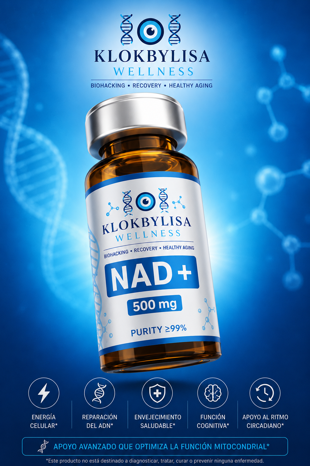 Vial de NAD+ 500 mg KlokByLisa Wellness